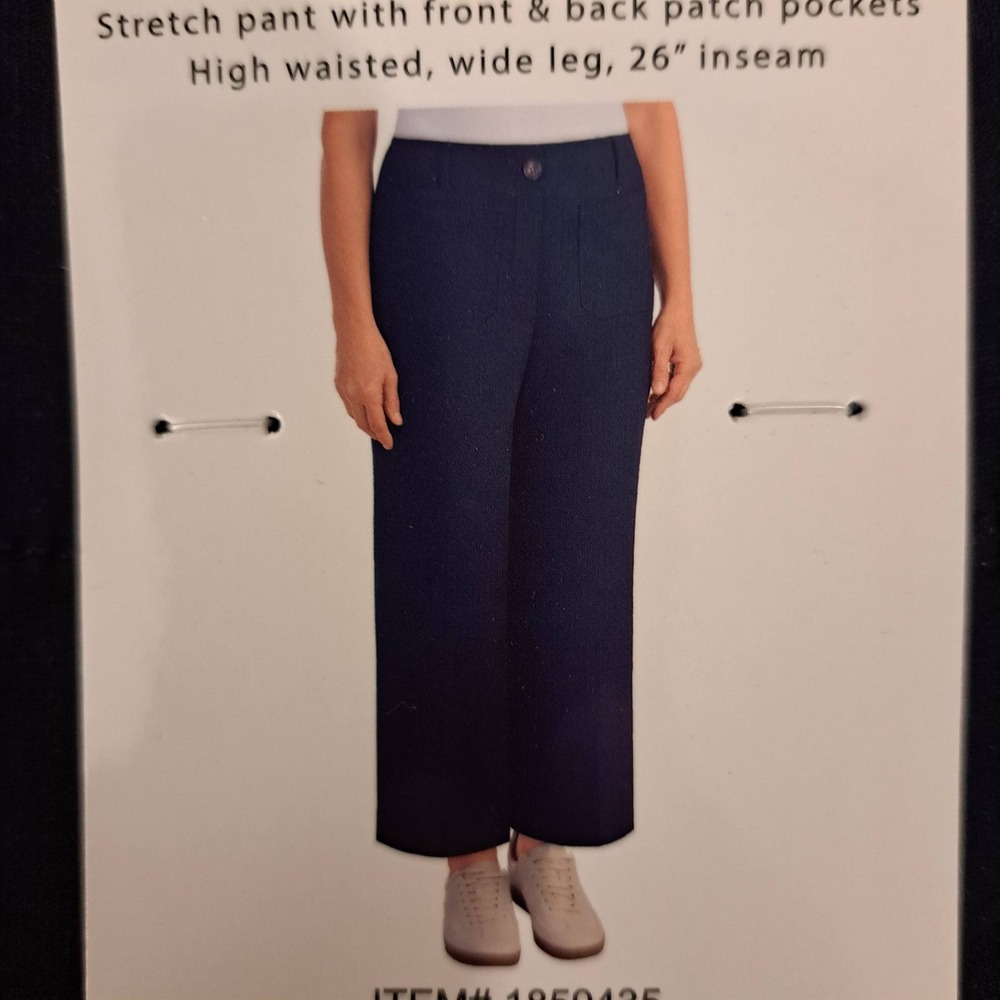 Hilary Radley Womens Pants 4 Navy NWT Wide Leg High Waist 1827-252